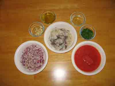 Ingredients for kalamarakia krasata.