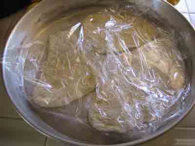 Frybread covered with plastic.