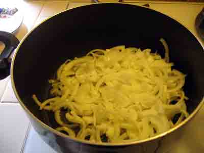 Saute onions for the sauce.