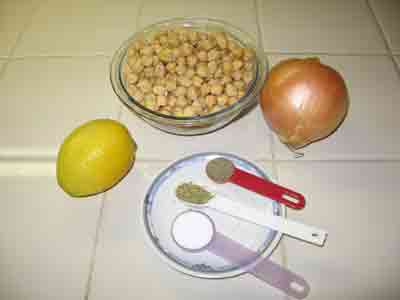 Ingredients for garbanzo bean soup.